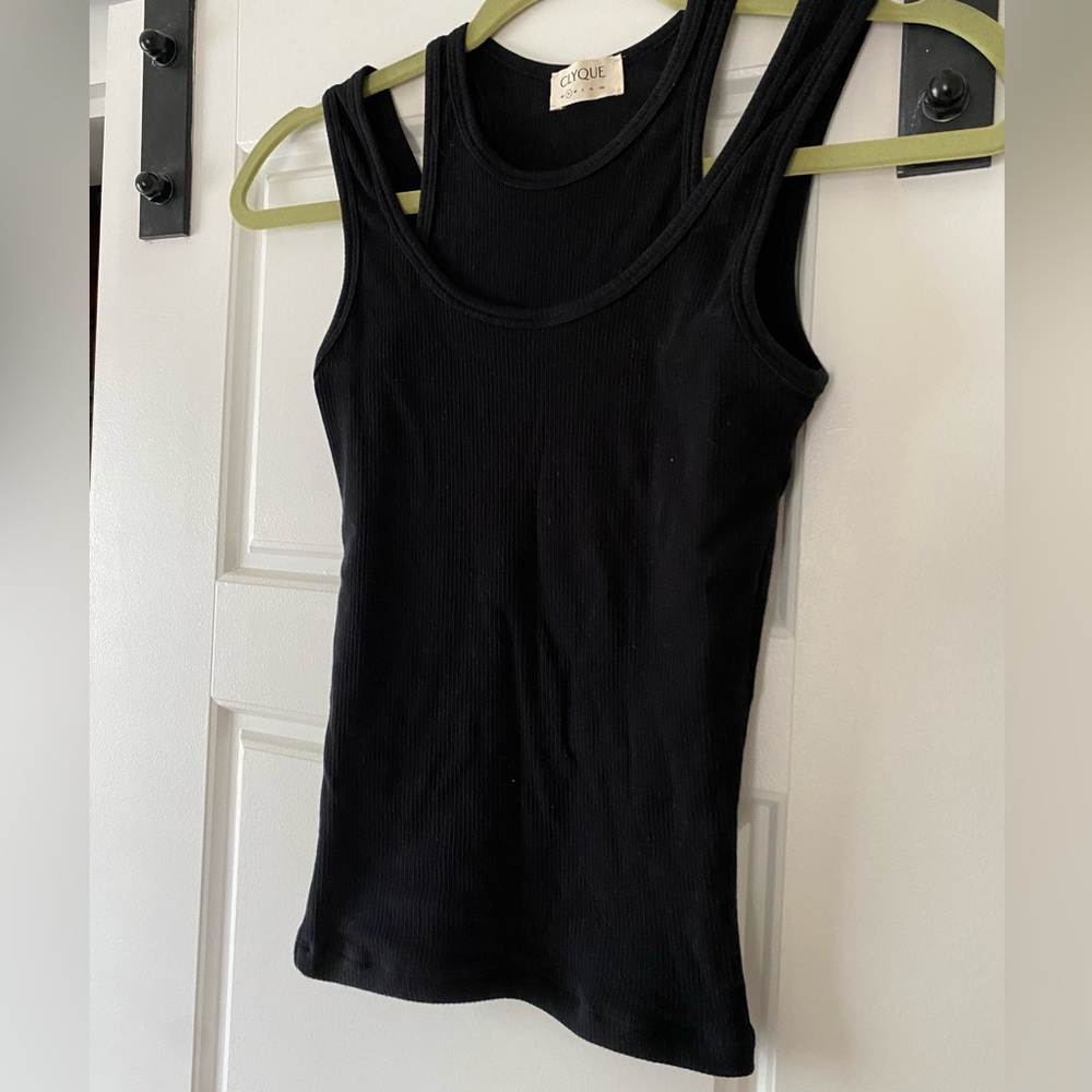 Clyque Pia Double Tank in Black Sz S